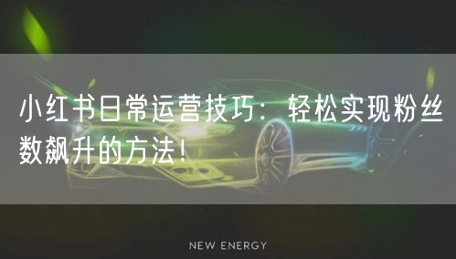 小红书日常运营技巧：轻松实现粉丝数飙升的方法！