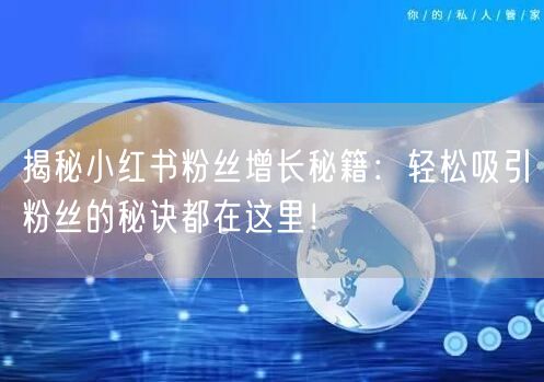 揭秘小红书粉丝增长秘籍：轻松吸引粉丝的秘诀都在这里！