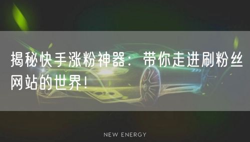 揭秘快手涨粉神器：带你走进刷粉丝网站的世界！