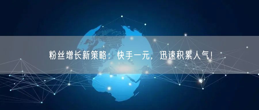 粉丝增长新策略：快手一元，迅速积累人气！