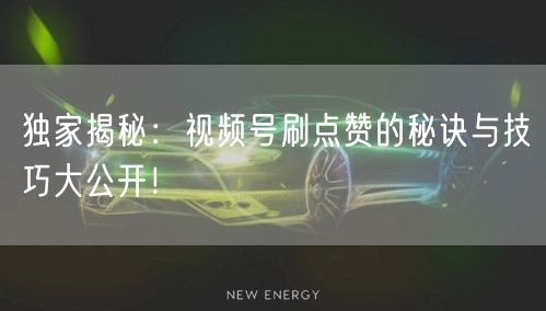 独家揭秘：视频号刷点赞的秘诀与技巧大公开！