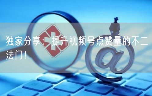 独家分享：提升视频号点赞量的不二法门！
