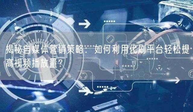 揭秘自媒体营销策略：如何利用代刷平台轻松提高视频播放量？