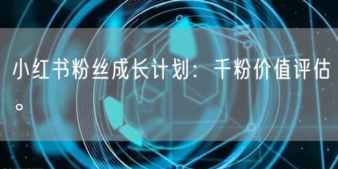 小红书粉丝成长计划：千粉价值评估。