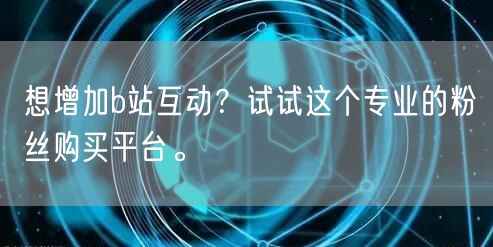 想增加b站互动？试试这个专业的粉丝购买平台。