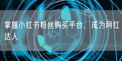 掌握小红书粉丝购买平台，成为网红达人