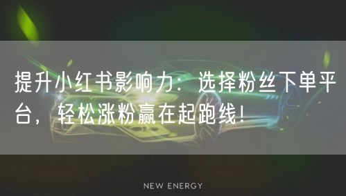 提升小红书影响力：选择粉丝下单平台，轻松涨粉赢在起跑线！
