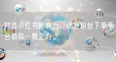 打造小红书影响力：优质粉丝下单平台助你一臂之力。