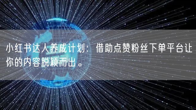 小红书达人养成计划：借助点赞粉丝下单平台让你的内容脱颖而出。