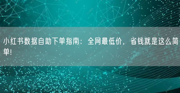 小红书数据自助下单指南：全网最低价，省钱就是这么简单!
