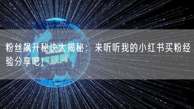 粉丝飙升秘诀大揭秘：来听听我的小红书买粉经验分享吧！